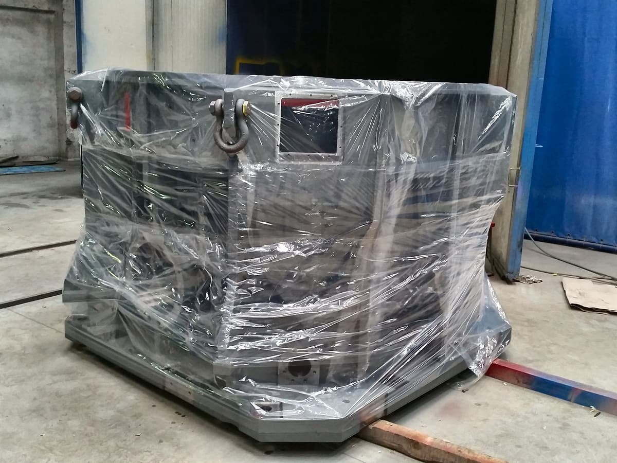 Machine wrapped for transport
